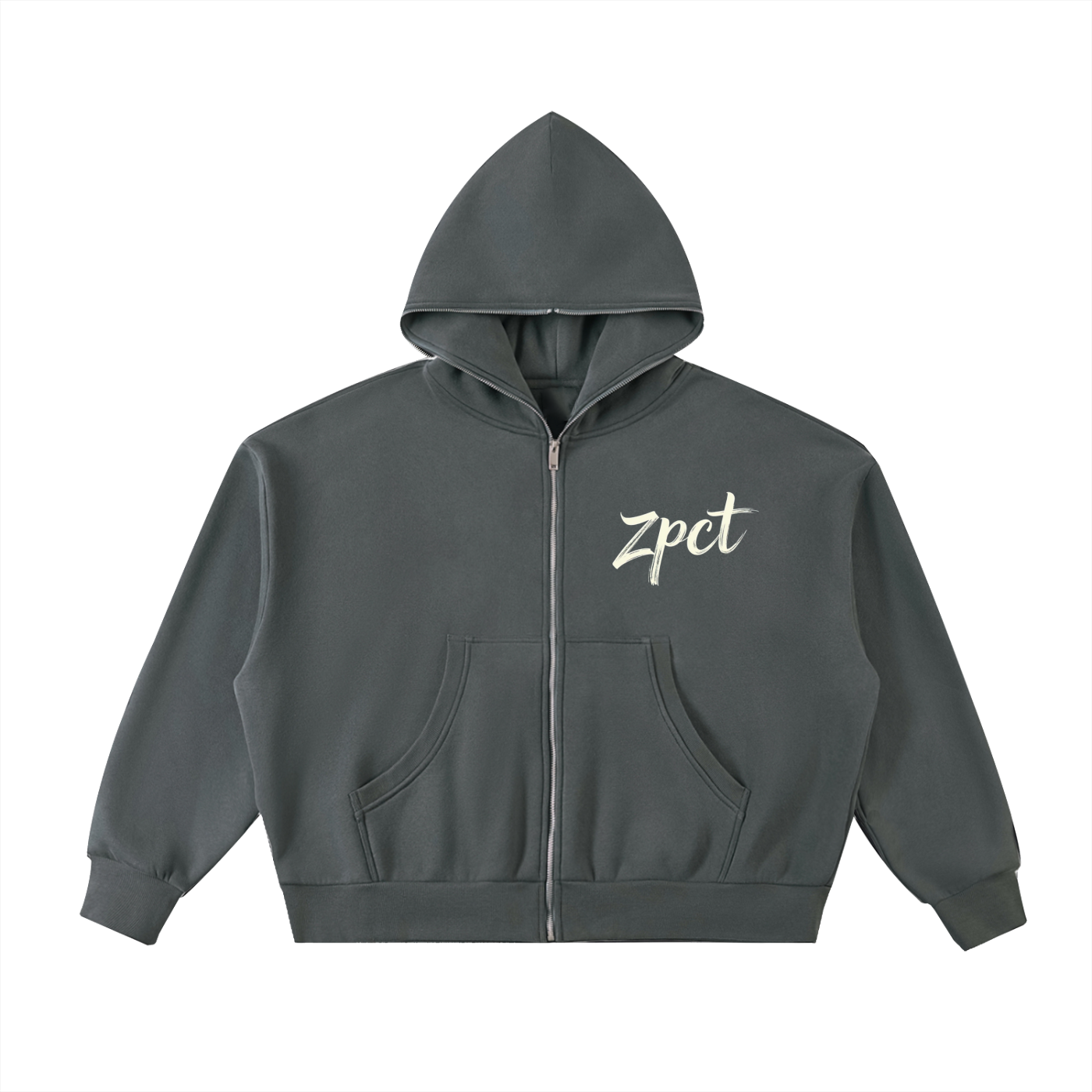 Fleeced Full-Zip Boxy Hoodie